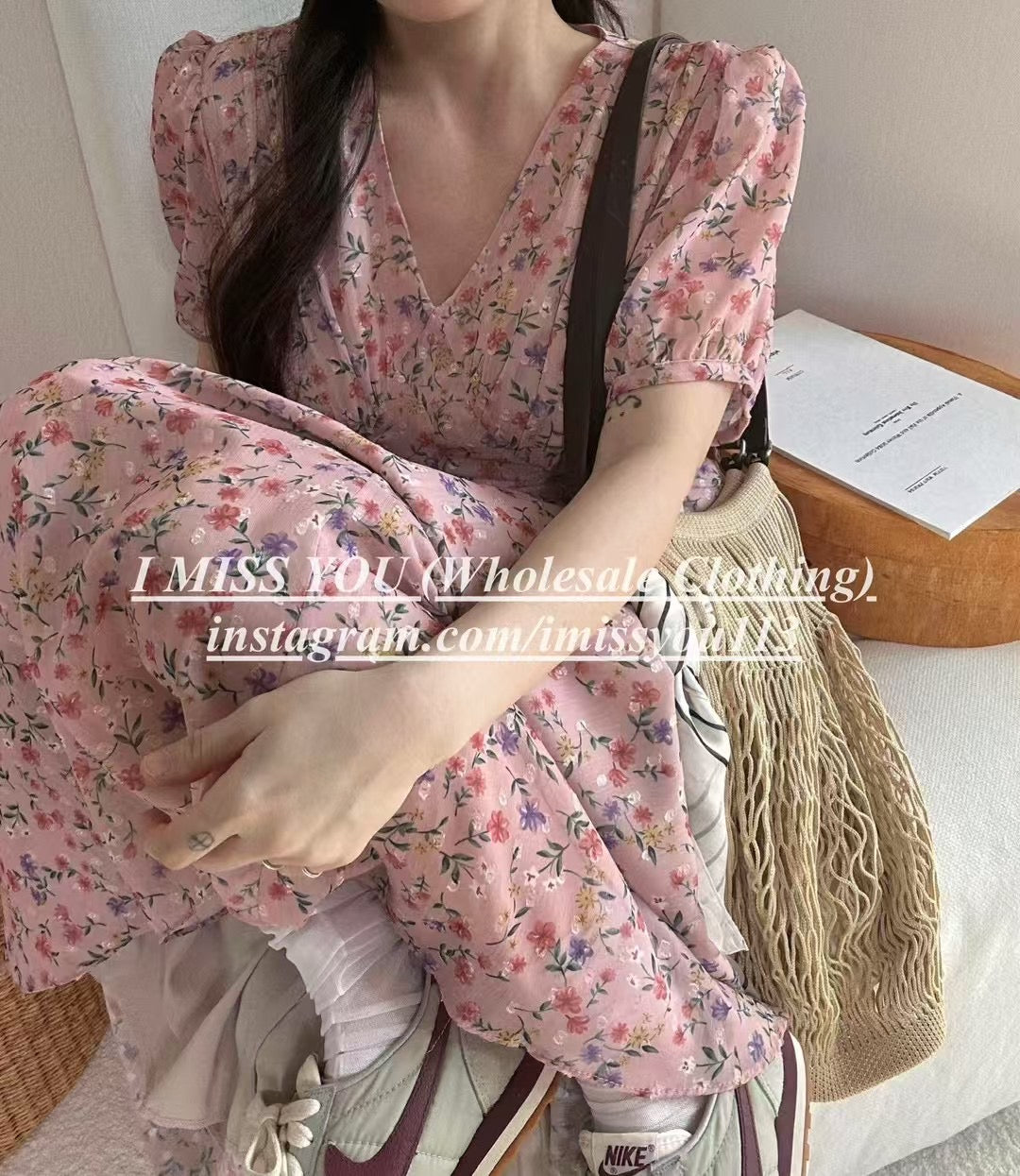 Korean APM Collection I Miss You Pink Flower Dress (Instock)