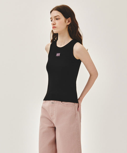 Marithe W RIBBON CLASSIC LOGO SLEEVELESS black(Instock)