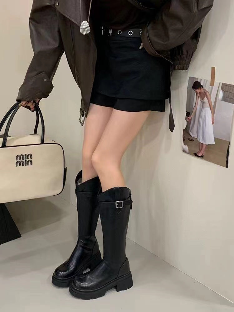 Kelly Designs Buckle Strap Knee-High Platform Boots (2 Colors) (Instock)