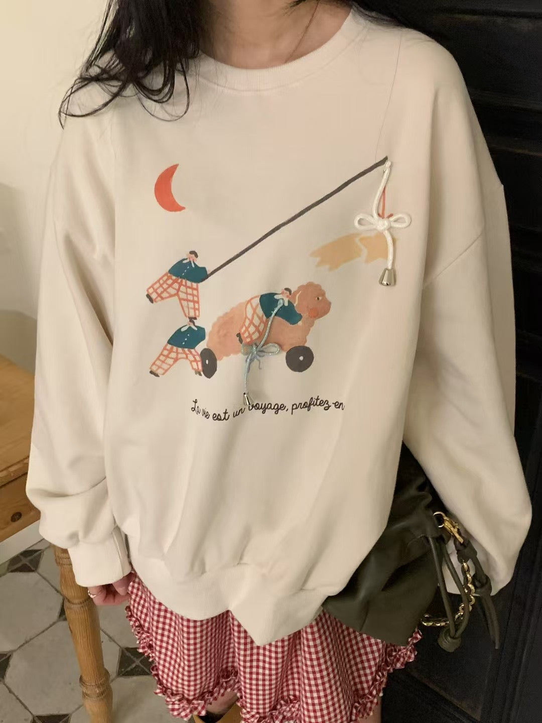 Korean APM Collection Cartoon Beige Spring Sweatshirt (Instock)