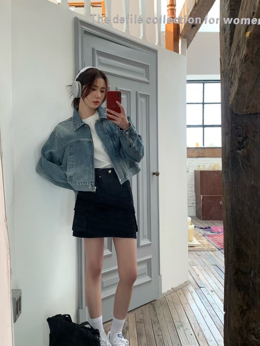 Kelly Designs Two Colors Denim Zipup Jacket (Instock)