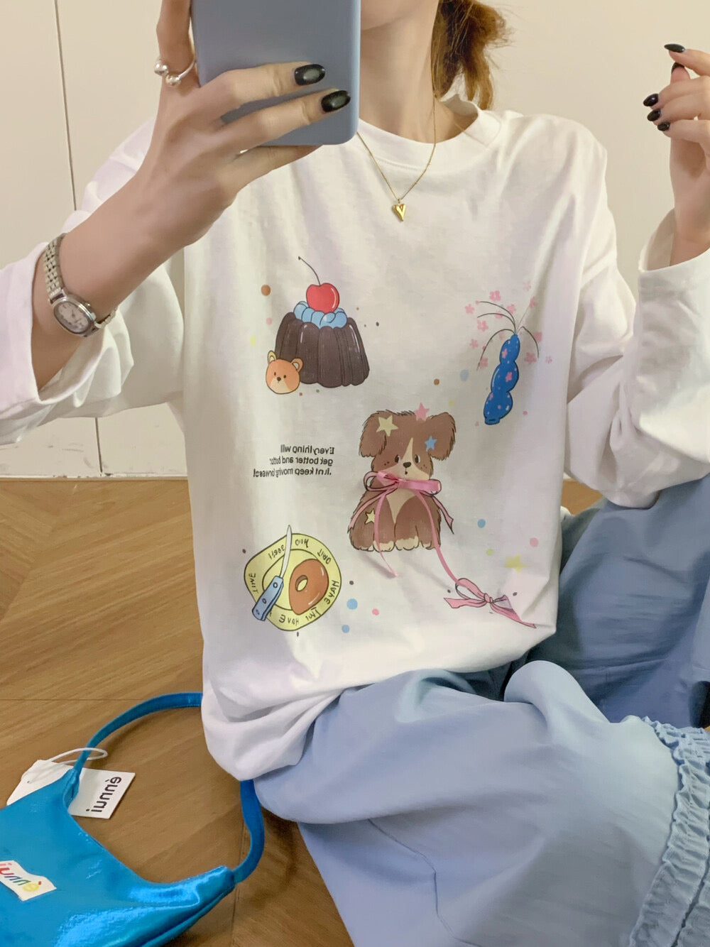 Kelly Designs Casual Graphic Sun Shirt – Puppies Long Sleeve (Instock)