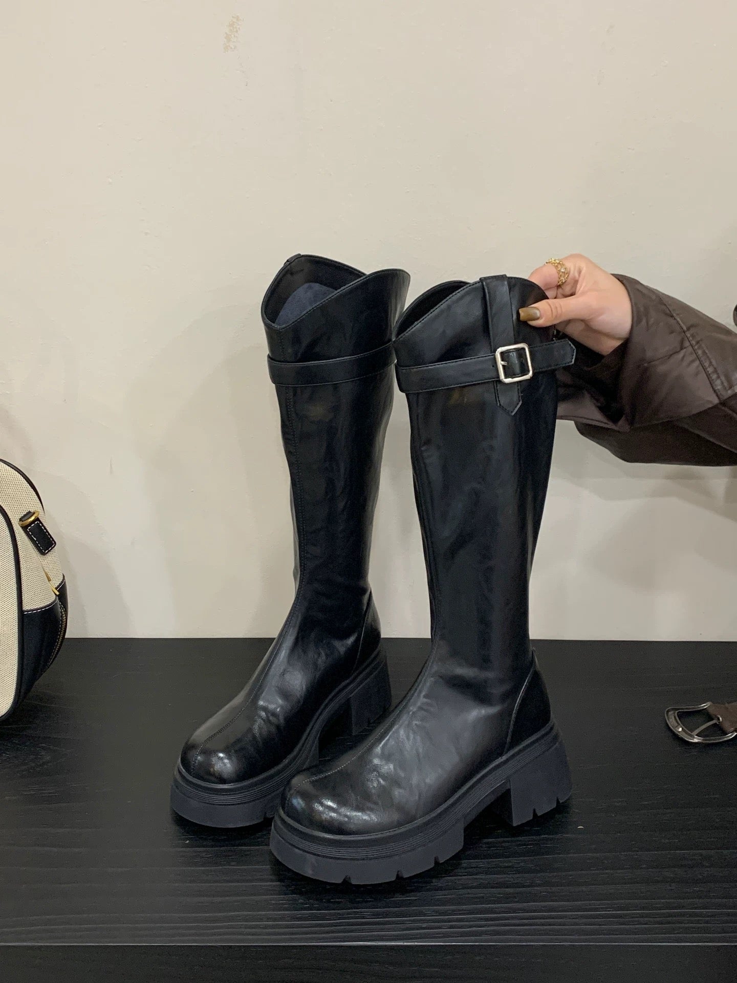 Kelly Designs Buckle Strap Knee-High Platform Boots (2 Colors) (Instock)