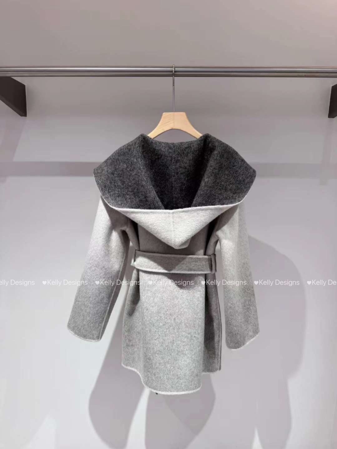 Kelly Designs Two Face Wearing - Gradient Hoodie Wool&Cashmere Coat (Instock)