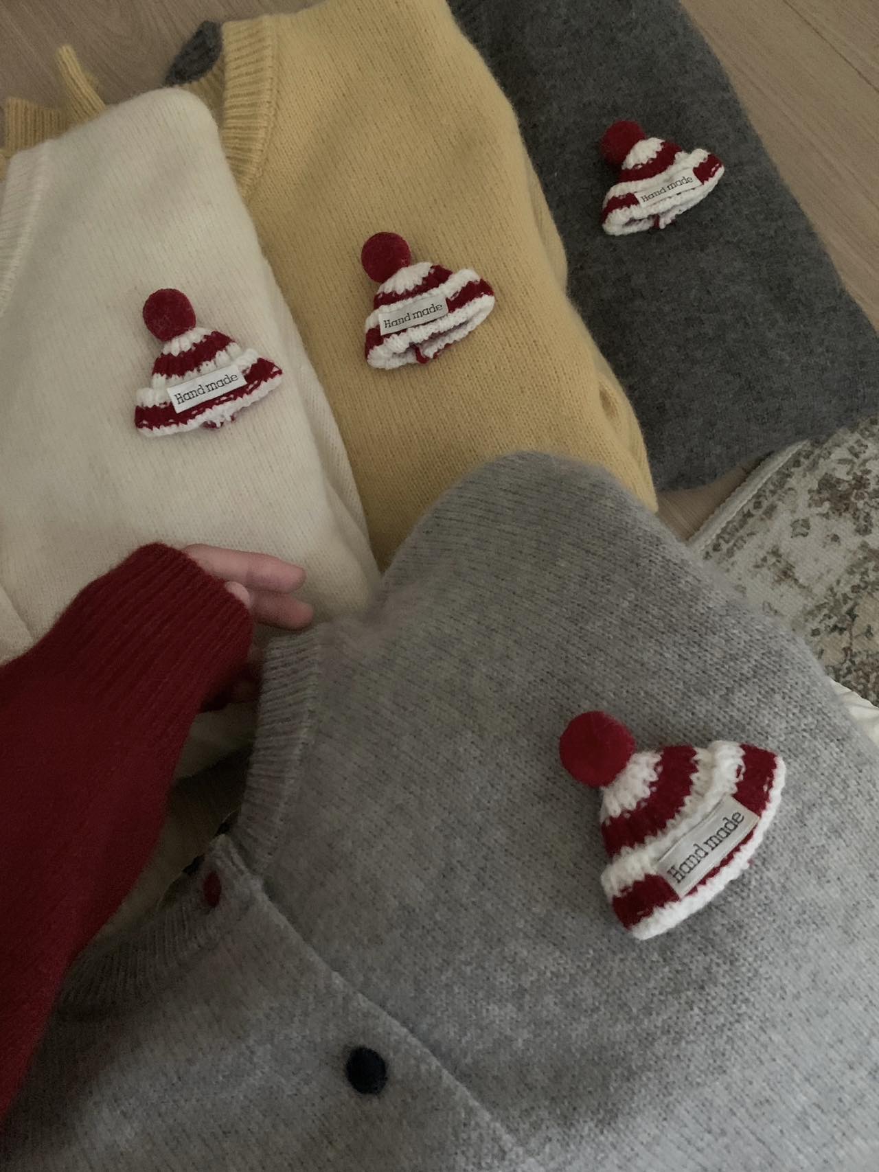 Kelly Designs Holiday Snow Hat Wool Cardigan – Limited Christmas Edition (Instock)