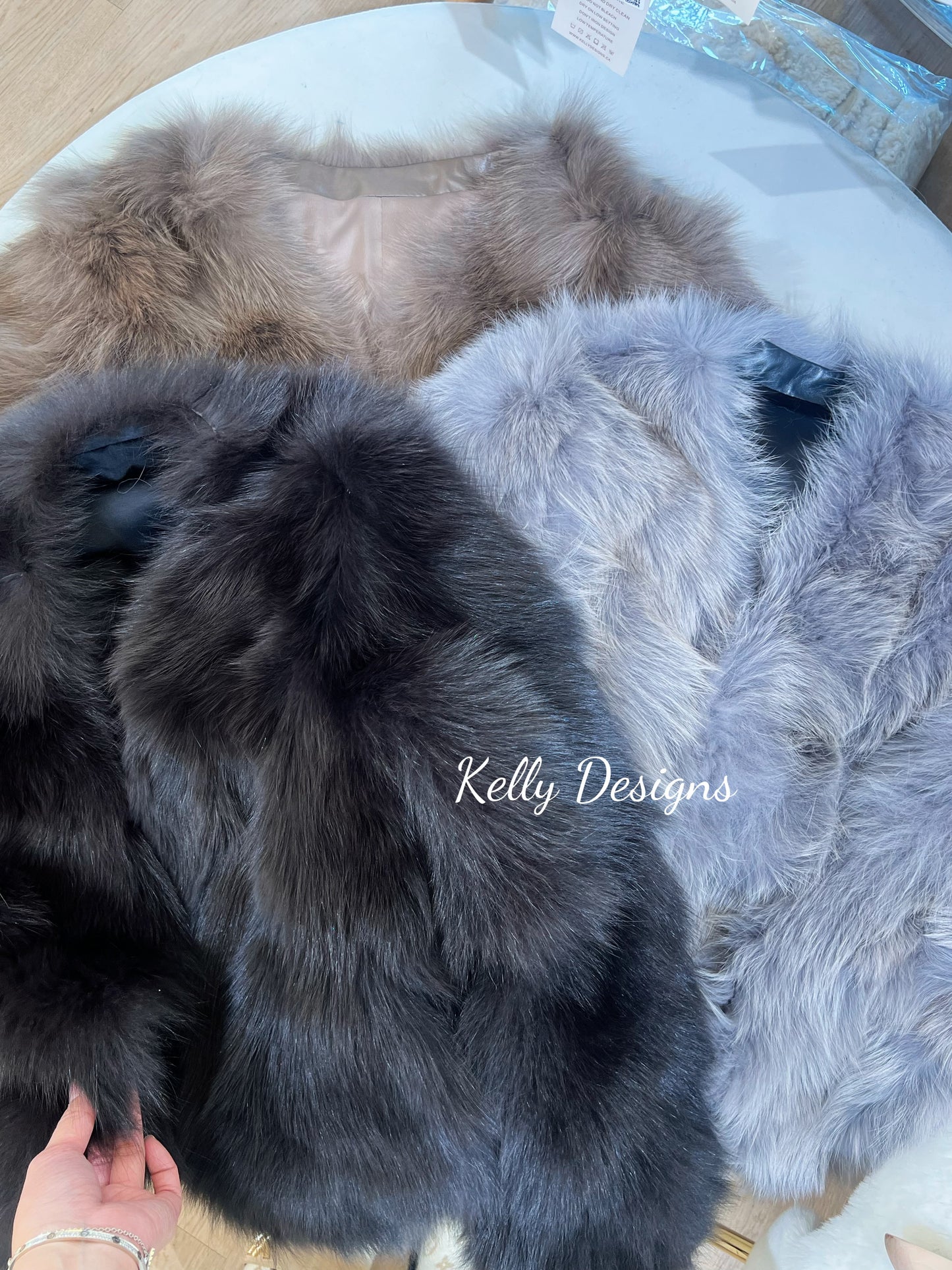 Kelly Designs Fox Fur Coco Grey Black Jacket (Instock)