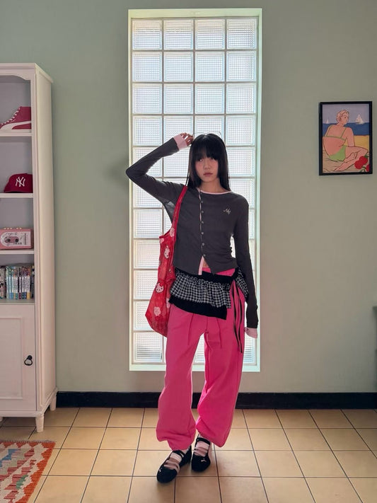 Korean APM Collection Grey Long Sleeves Top (Instock)