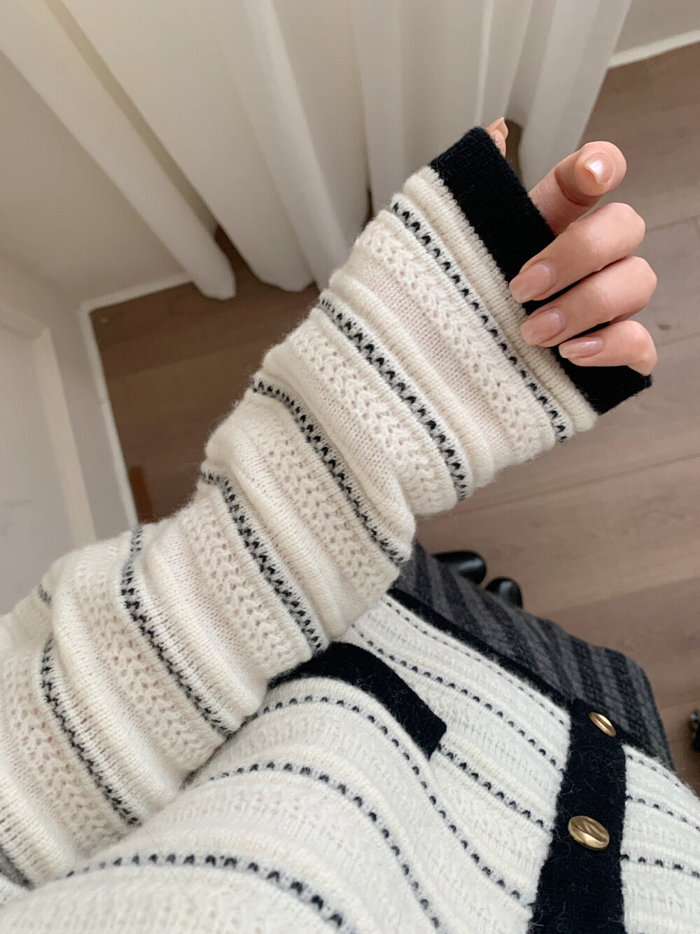 Kelly Designs Tweed-Style Stripe Wool Knit Cardigan (Instock)