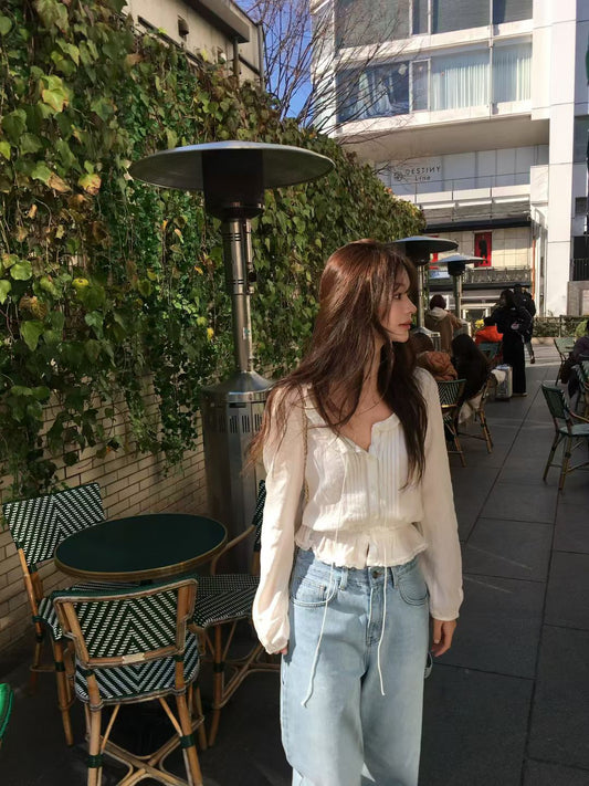 Korean APM Collection Vegetable White Blouse (Instock)