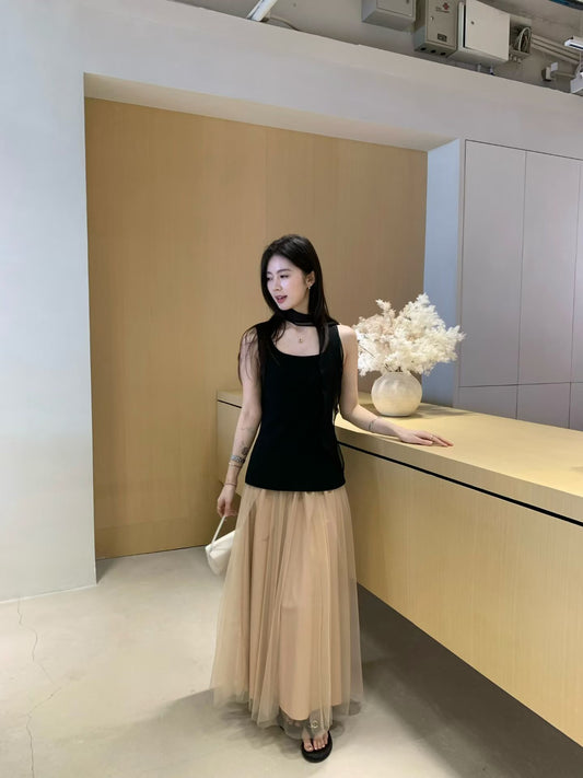 Kelly Designs Elegant Knit Tank & Layered Tulle Skirt Set (Instock)
