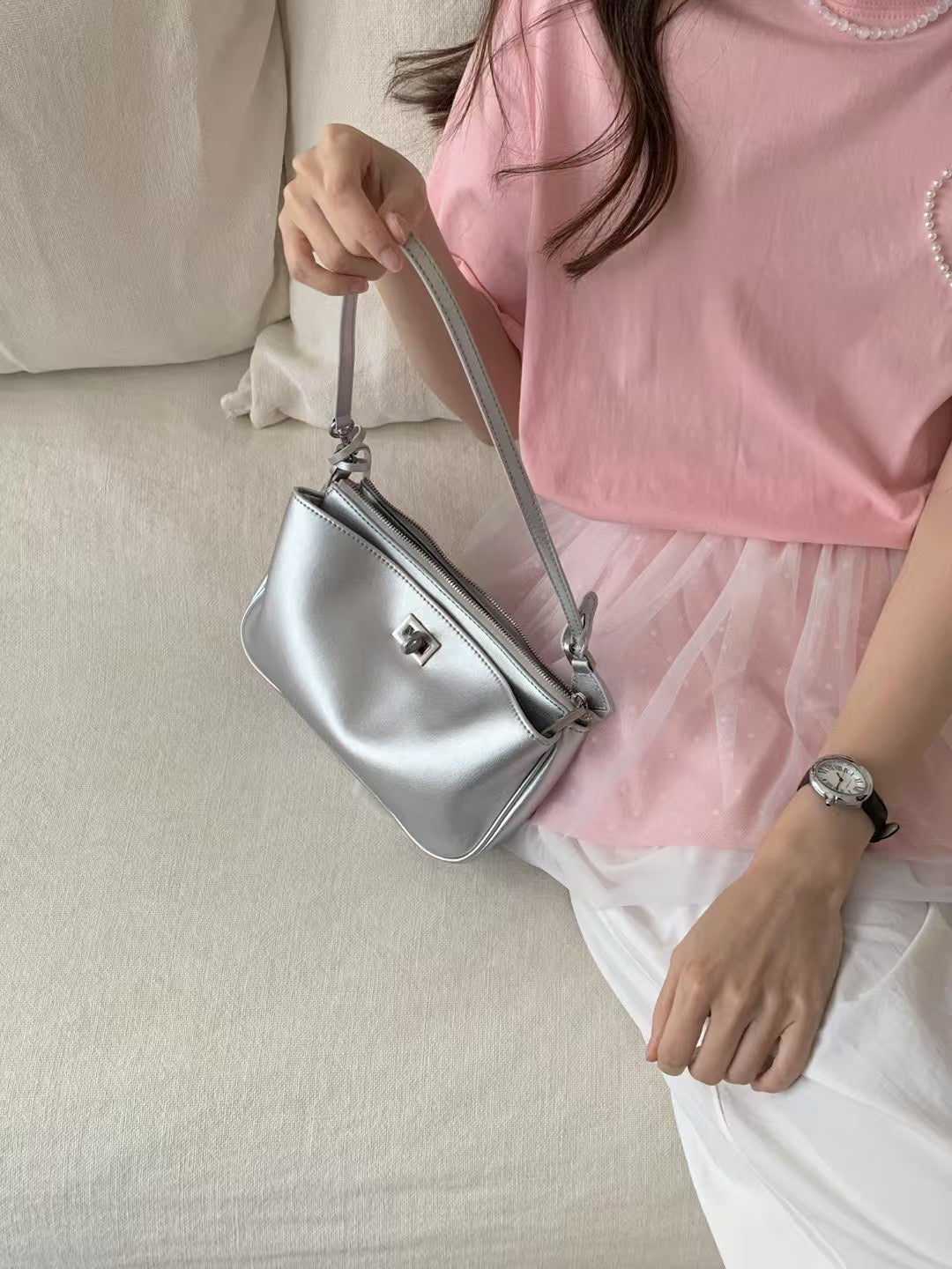 Korean APM Collection Leather Sliver Bag (Instock)