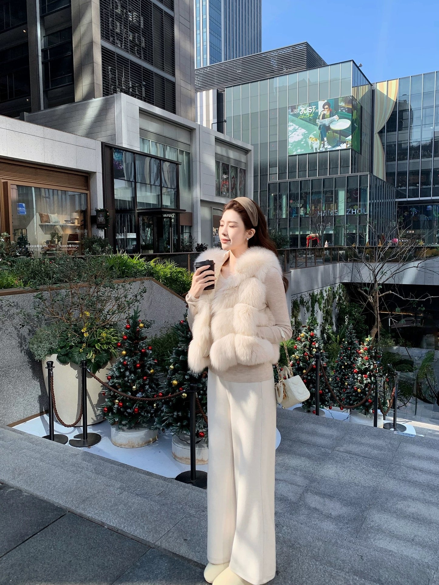 Kelly Designs Fox Fur Hoodie Vest- Pure White (Instock)