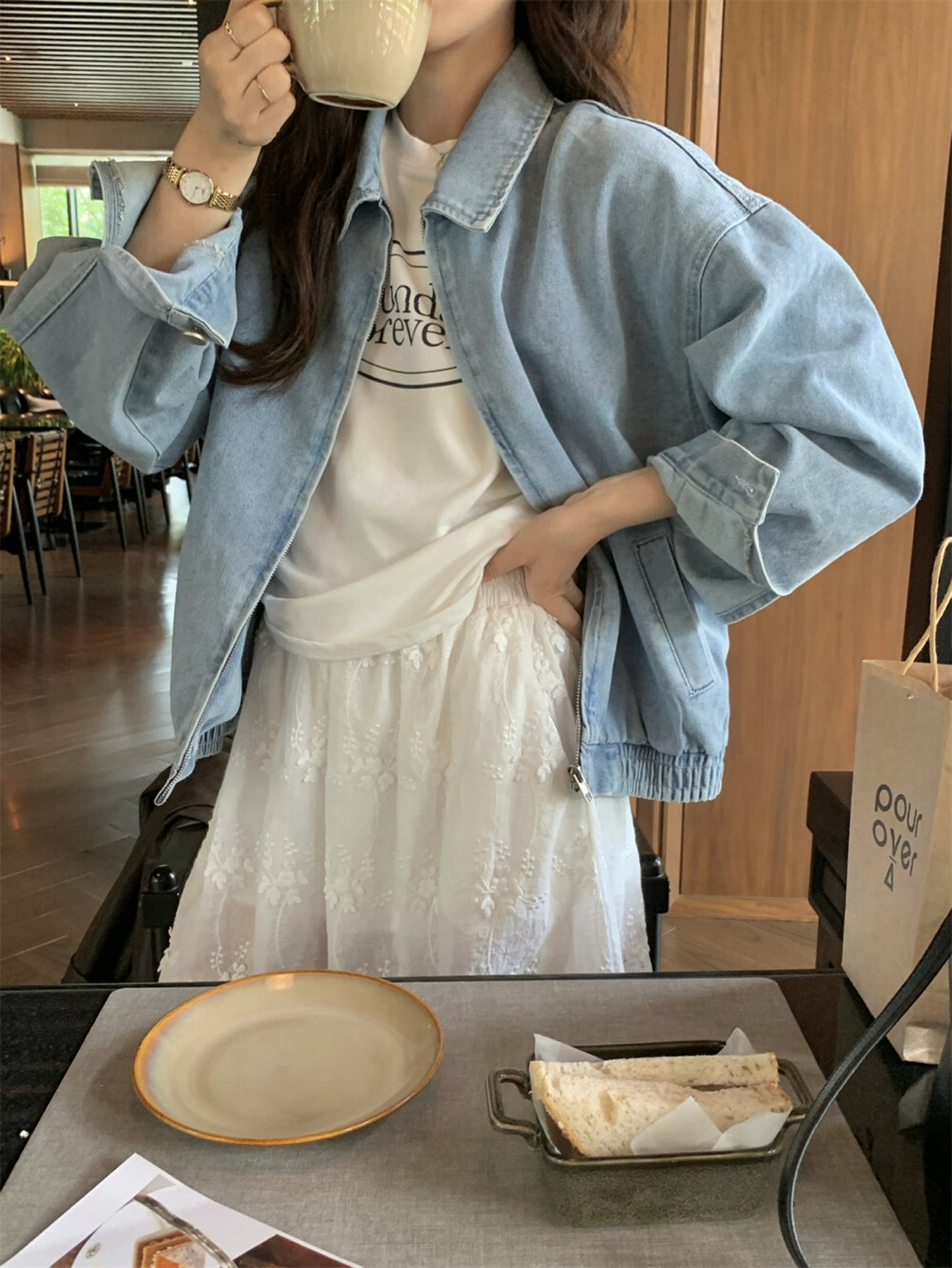 Kelly Designs Korean Style Blue Denim Shirt (Coming Soon)
