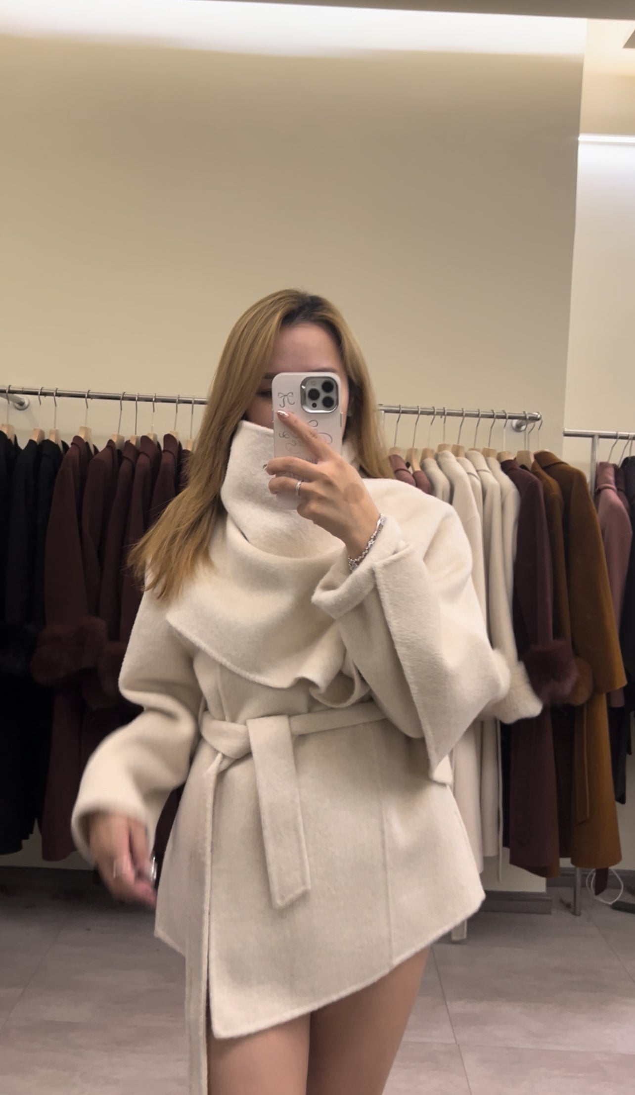Kelly Designs Wool White Scarf Coat (Instock)