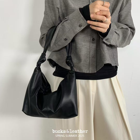 Korean APM Collection BUCKS&LEATHER Black Leather Bag (Instock)