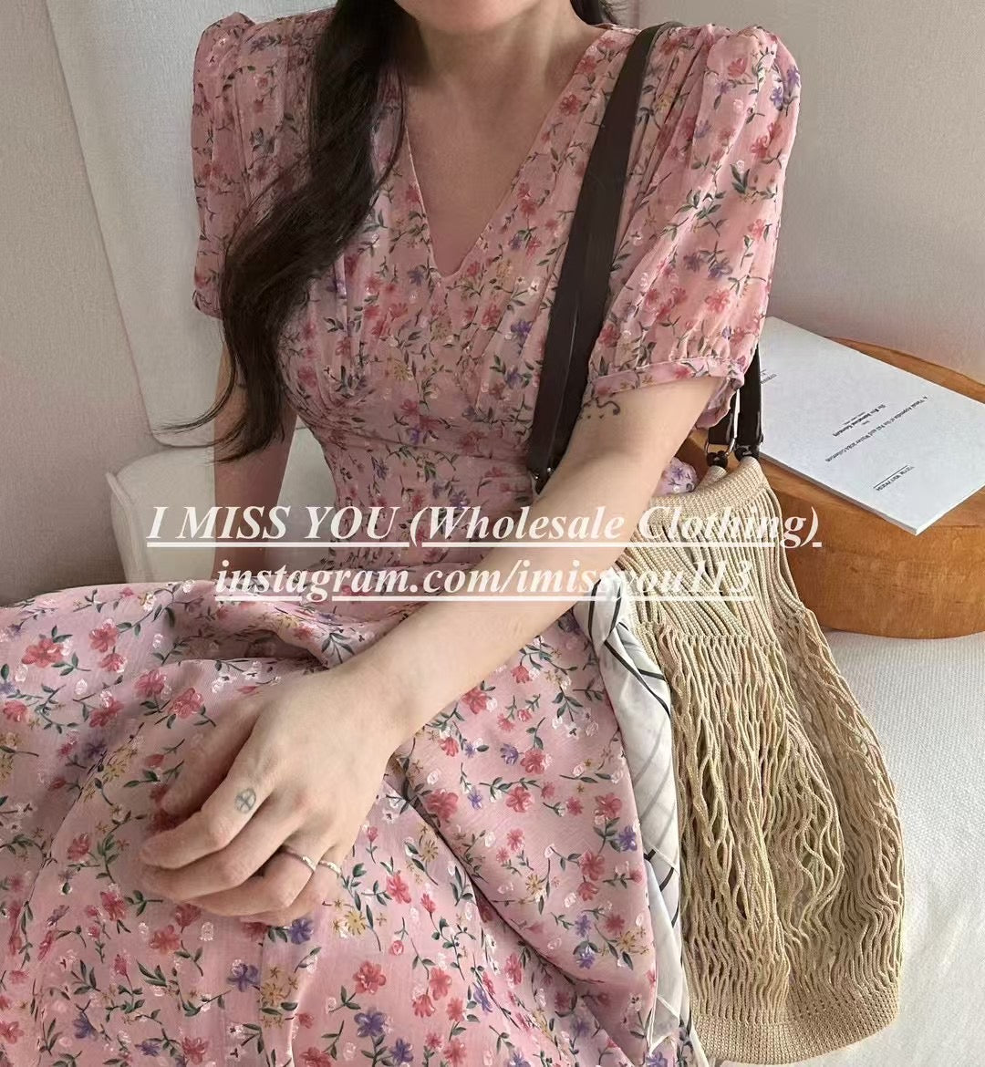 Korean APM Collection I Miss You Pink Flower Dress (Instock)