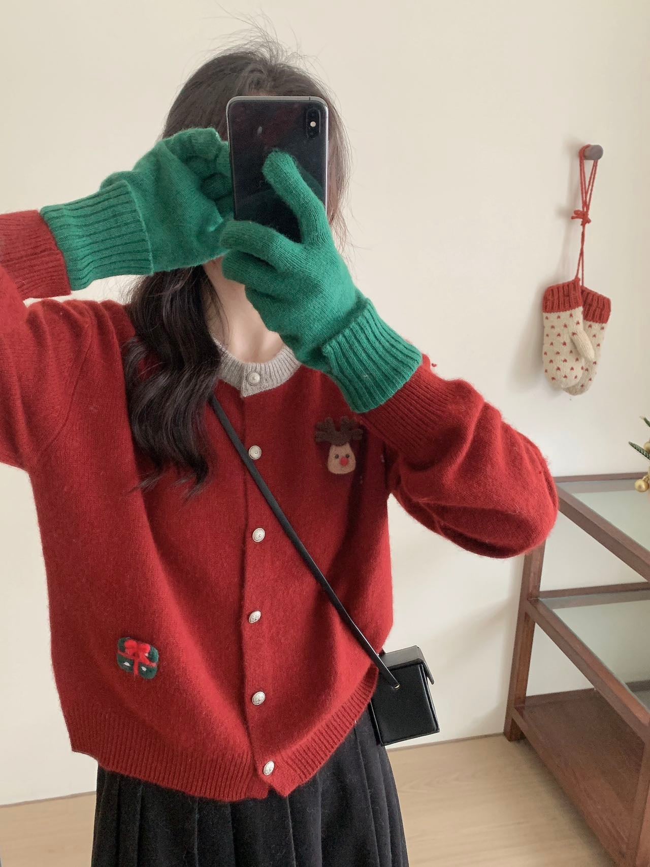 Kelly Designs Christmas Deer Red Cardigan (Instock)