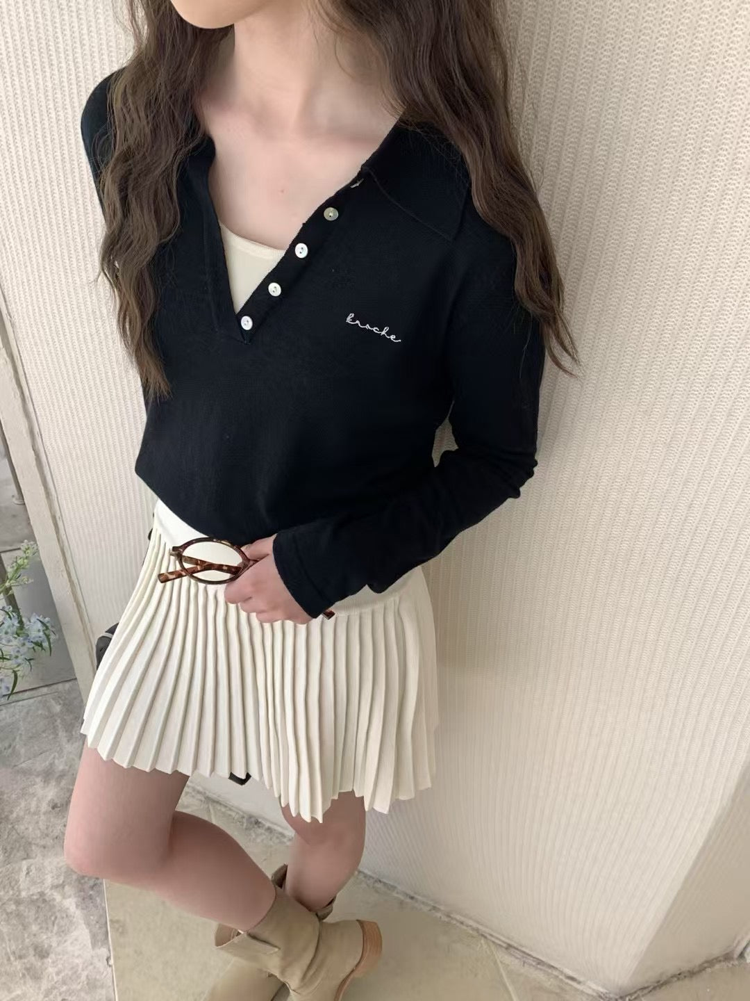 Kelly Designs Fake 2Pcs Black Top (Instock)