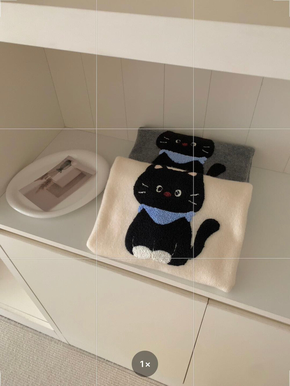 Kelly Designs “Coal Cat” Embroidery Wool Knit (100% Wool) (Instock)