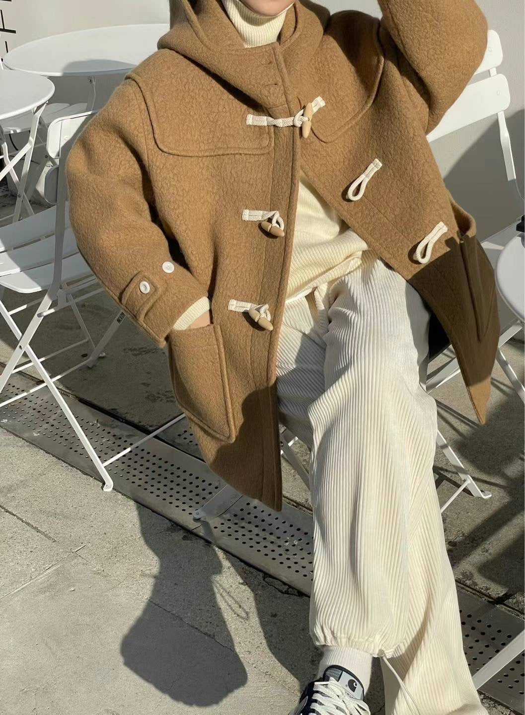Korean APM Collection The Able Horn Buck Wool Brown Coat (Instock)