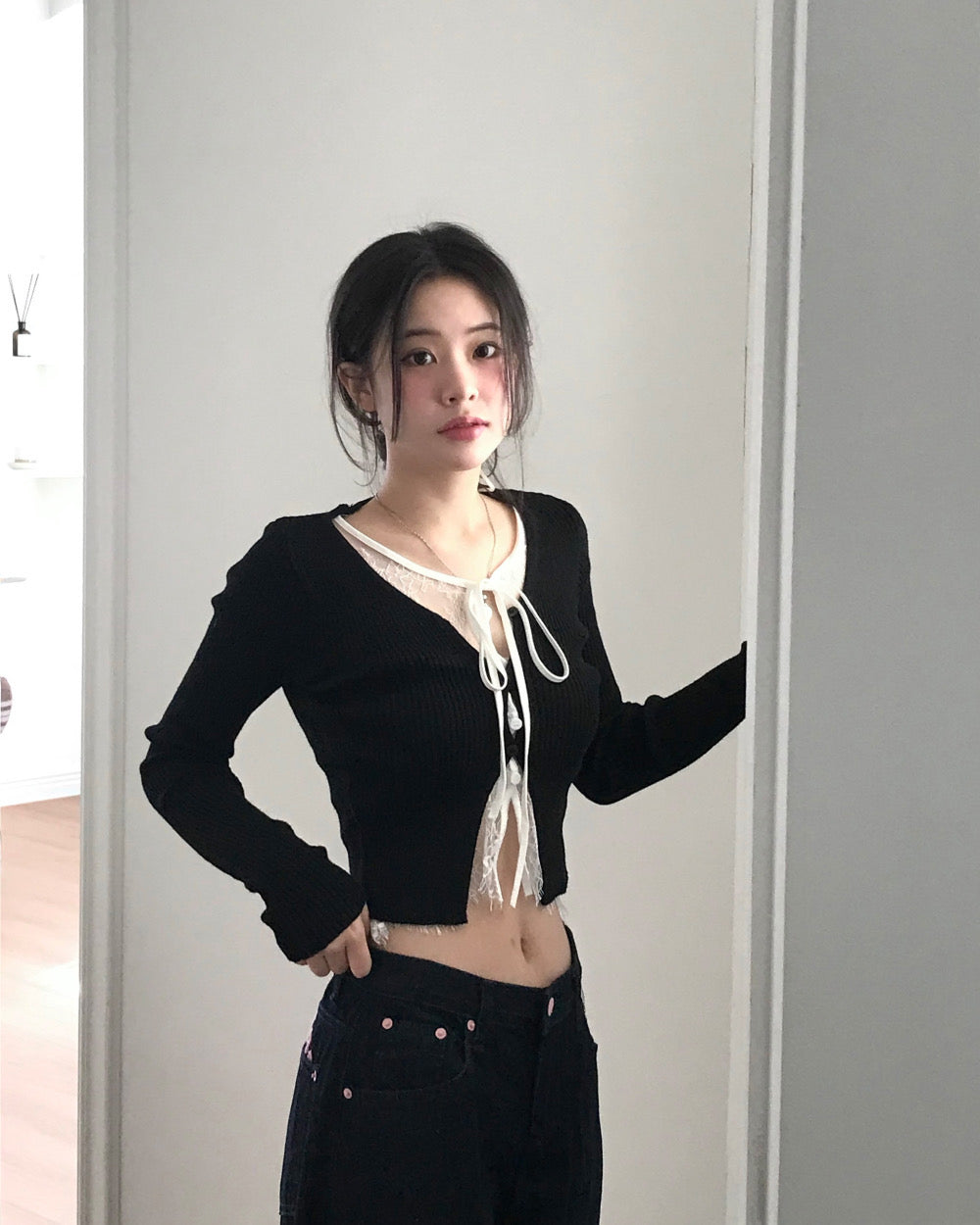Korean Brand Day Layer Black & Lace Top (Preorder)