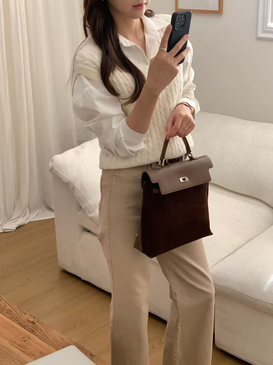 Korean APM Collection Three Ways Shearling Cow Leather Bag (Instock)