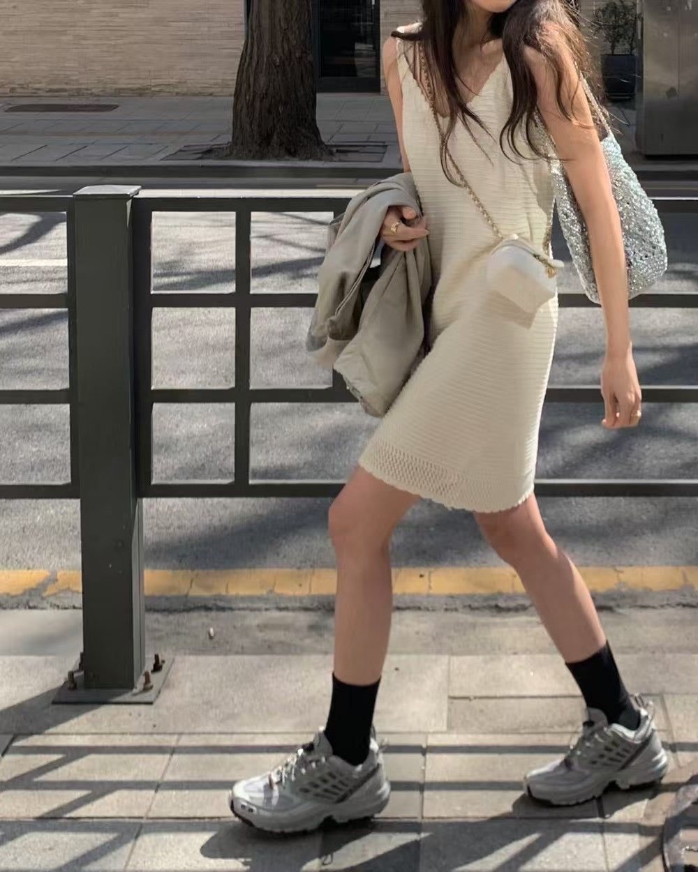 Korean APM Collection Ounce Two Colors Stripe Dress (Instock)