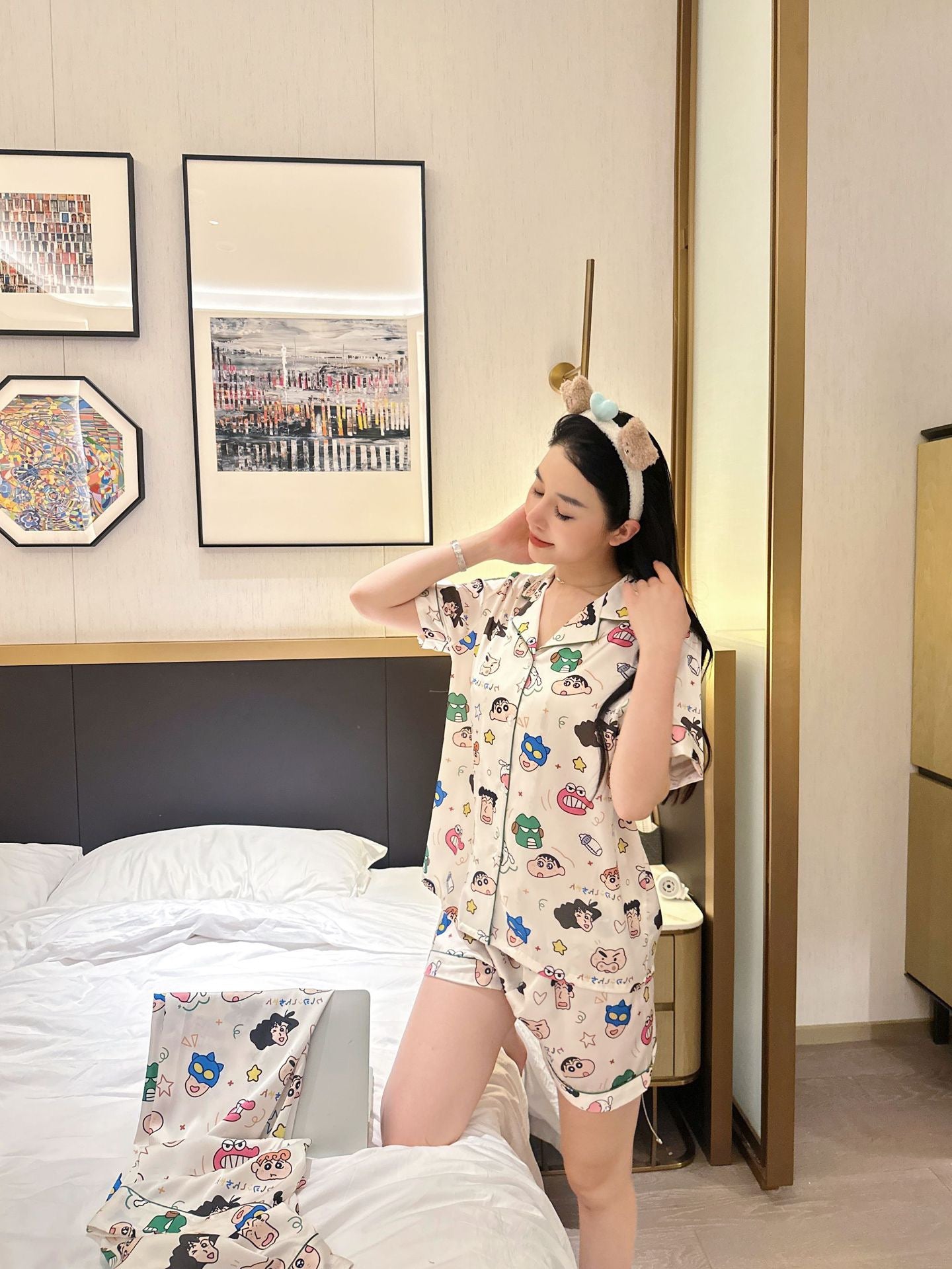 Kelly Designs Shinchan Pajama Set β Short Sleeve & Long/Short Pants 3pcs Set (Instock)