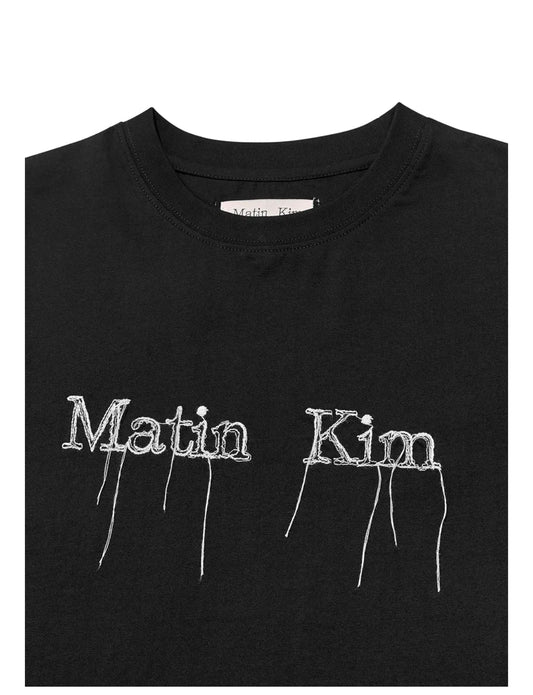 MATIN KIM LOGO THREAD POINT CROP TOP IN BLACK (Instock)
