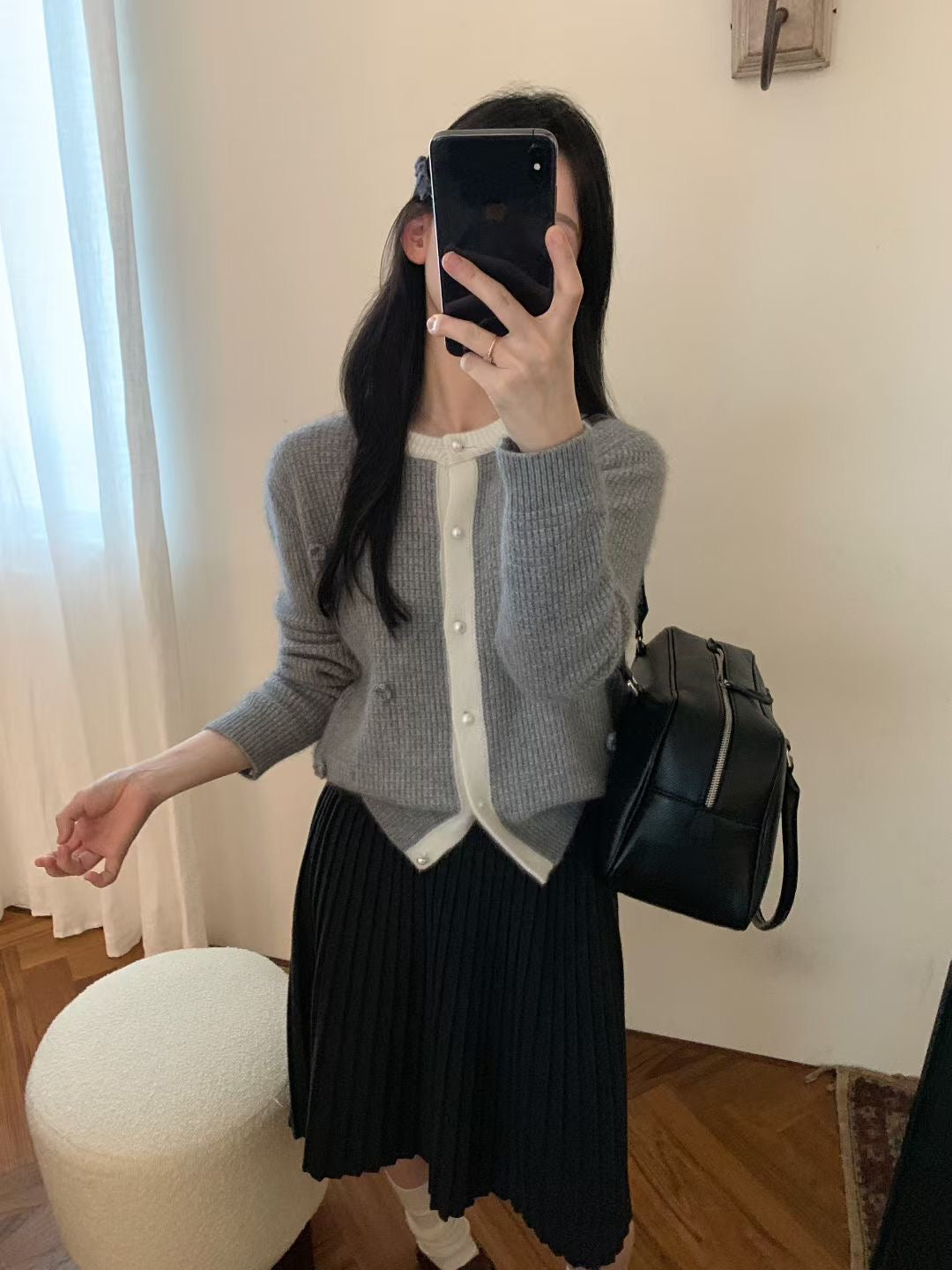 Kelly Designs Light Grey Raccoon Cardigan (Instock)