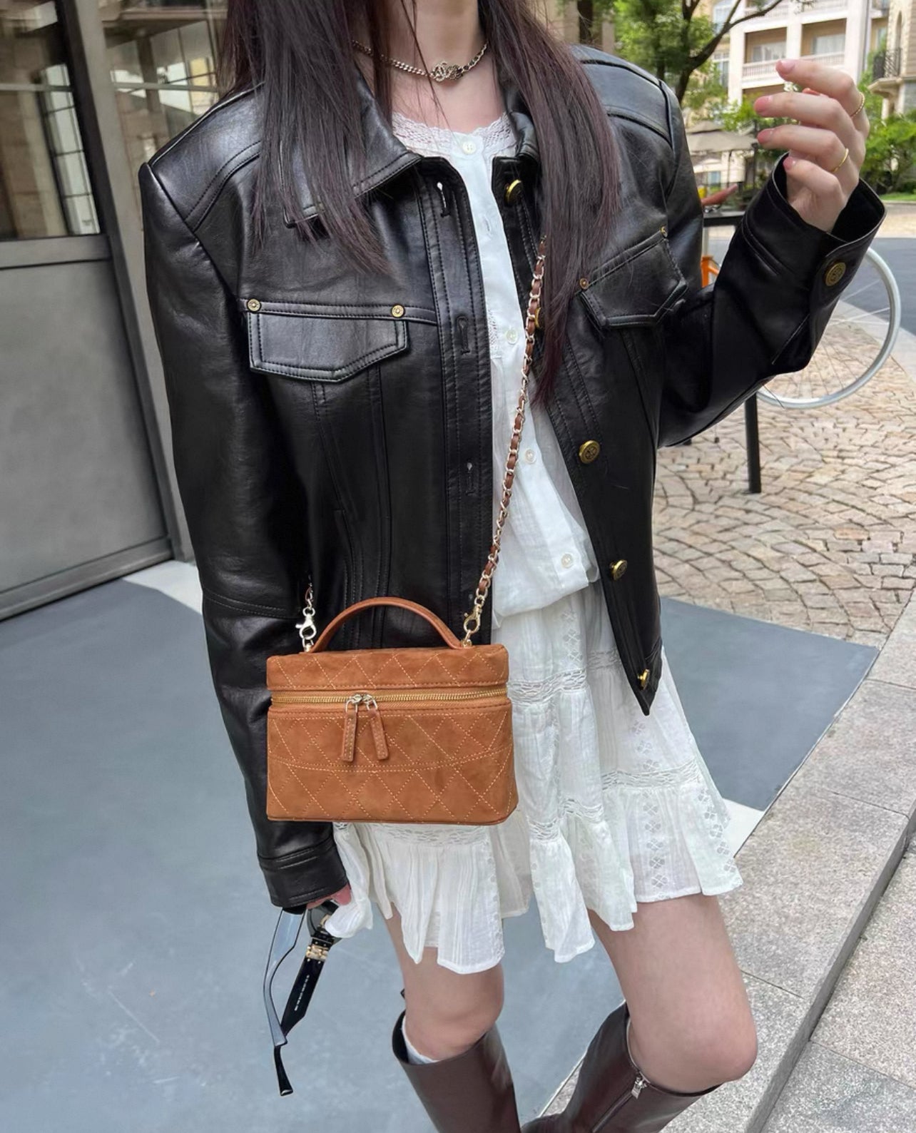 Kelly Designs Leather Shearling Handle Bag-Two Colors (Instock)