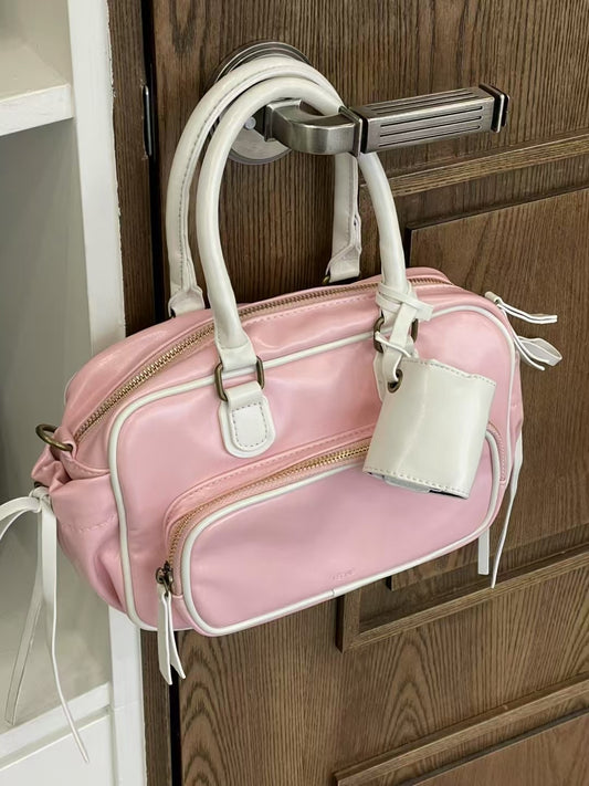 Korean APM Collection Leather Pink Bag with Earpod (Instock)