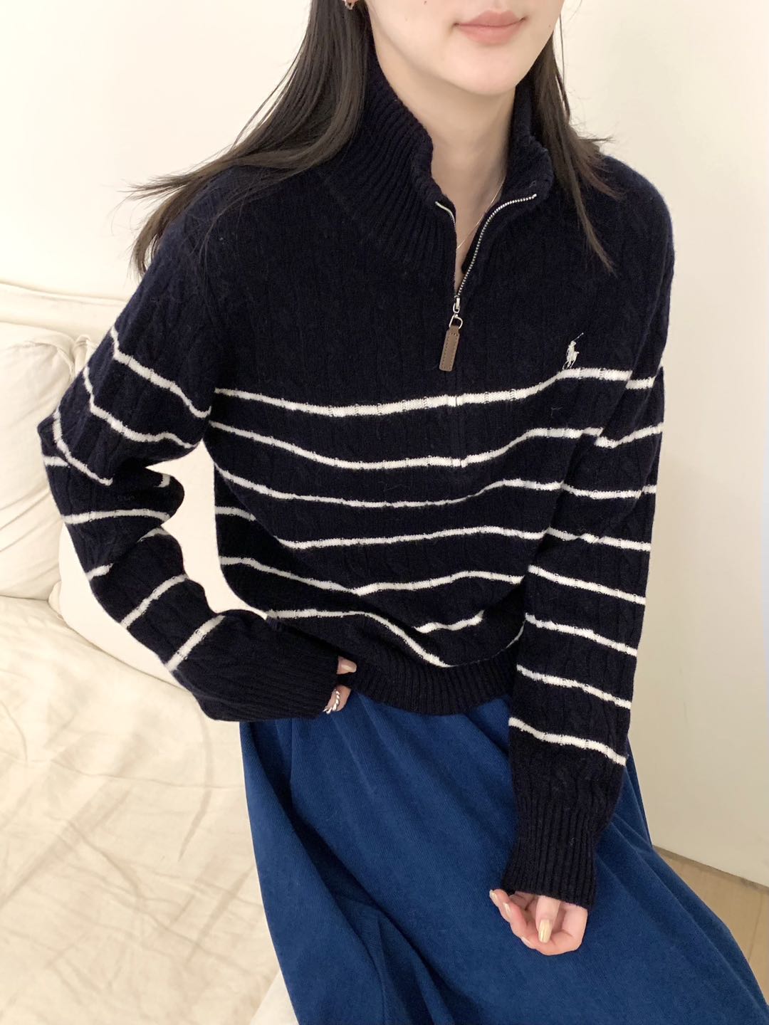 Kelly Designs 100% Wool Half-Zip Cable Knit Sweater – Five Colors (Instock)