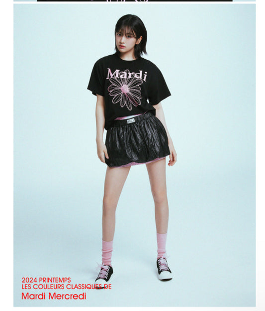 Mardi Mercredi TSHIRT FLOWERMARDI_BLACK PINK(Instock)