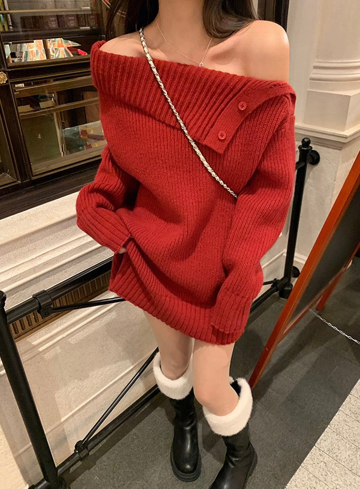 Kelly Designs Christmas Red Off-Shoulder Ops (Instock)