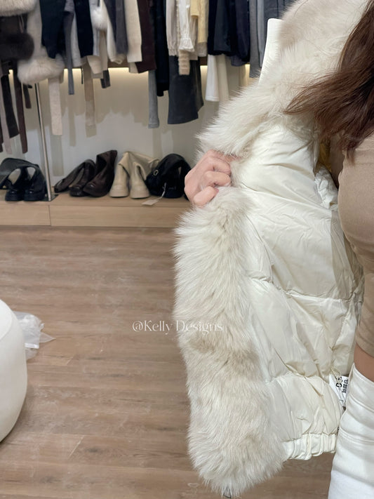Kelly Designs Goose Down Jacket with Genuine Fox Fur Trim (Preorder)