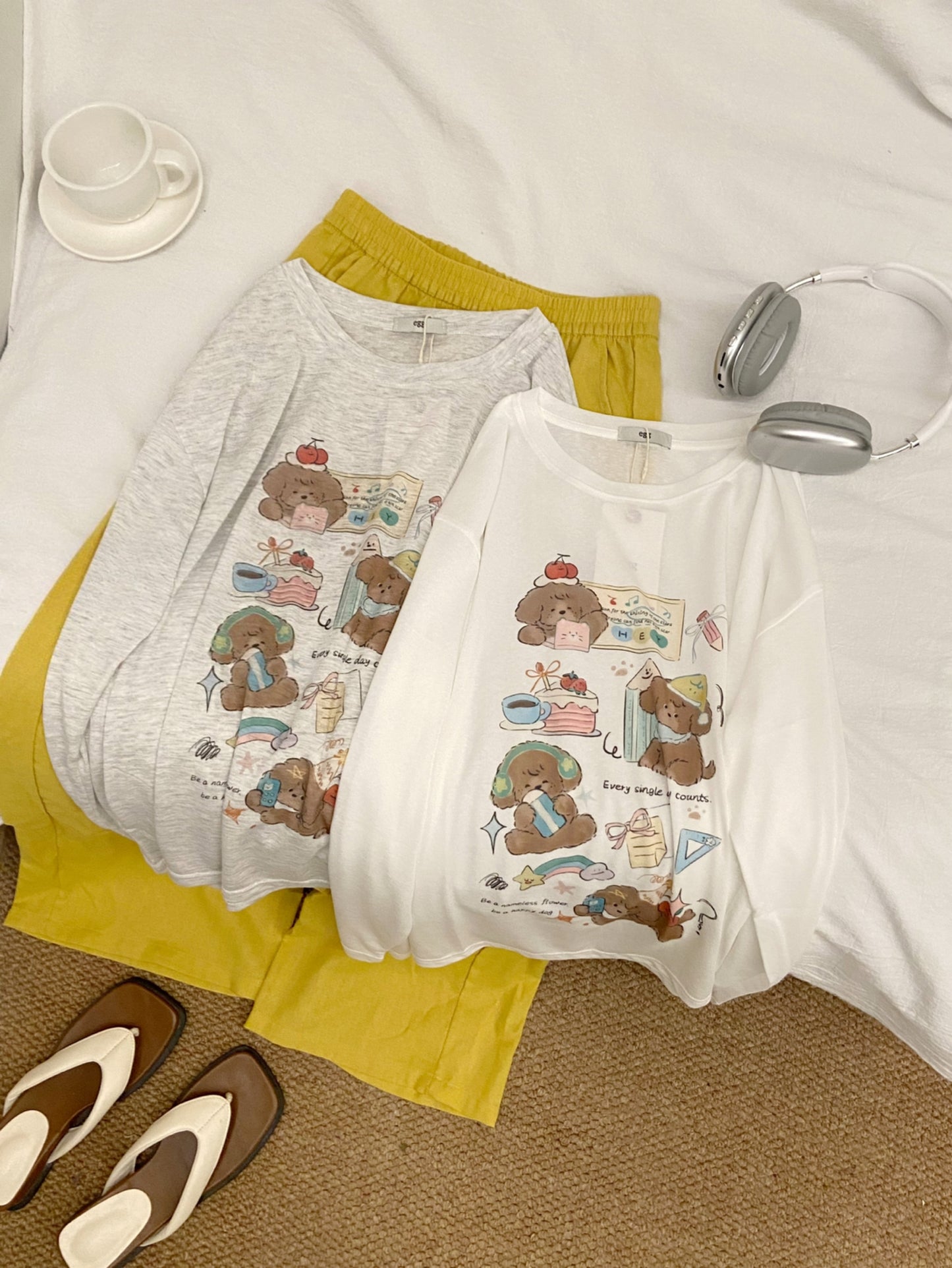 Kelly Designs Two Colors Kawaii Dog Sun Shirt – Long Sleeve (Instock)