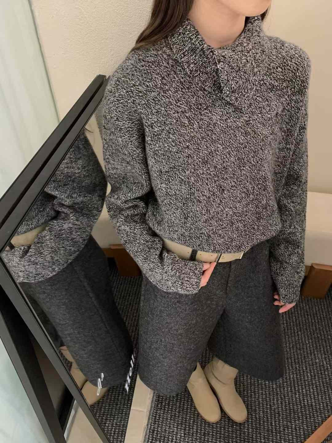 Kelly Designs Mid Neck Grey Wool Sweatshirt (Instock)