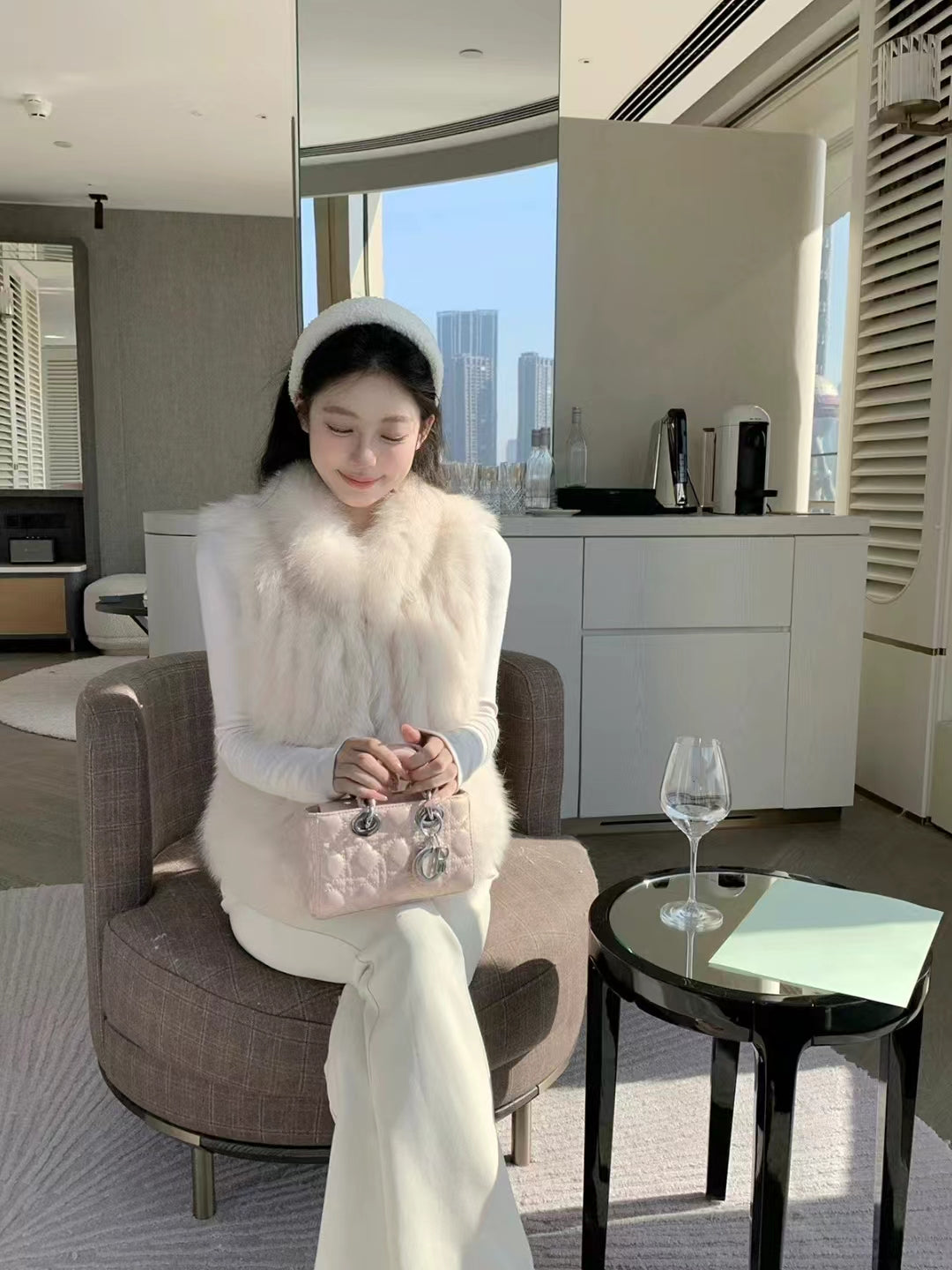 Kelly Designs 4 Colors Fox Fur Trim Vest with Car Stripe Design (Instock)