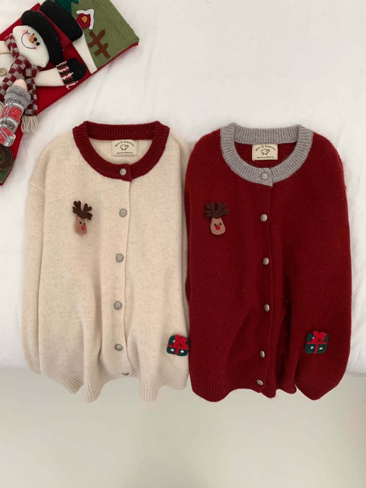 Kelly Designs Christmas Deer Red Cardigan (Instock)