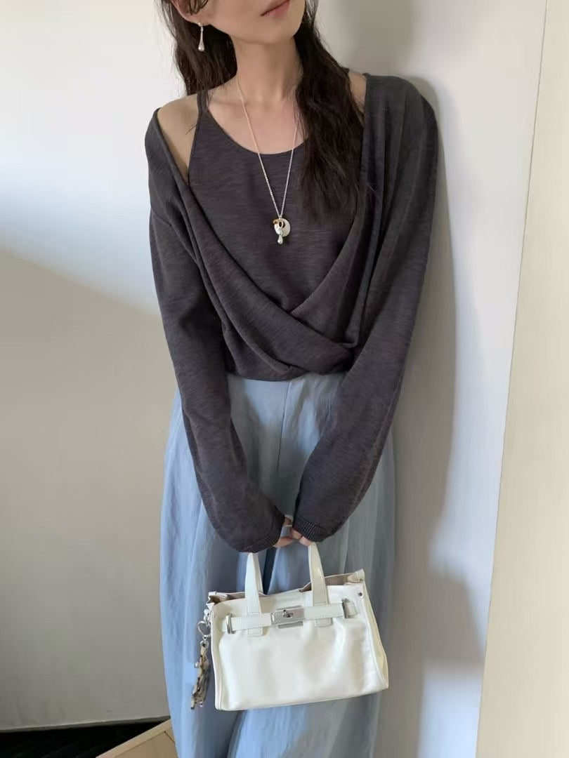 Korean APM Collection Leather Gray-Blue Bag (Instock)