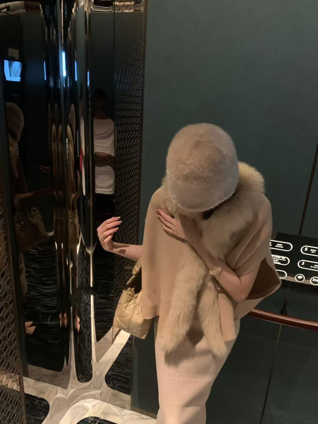 Kelly Designs Classic Fox Fur Khaki Cardigan (Instock)