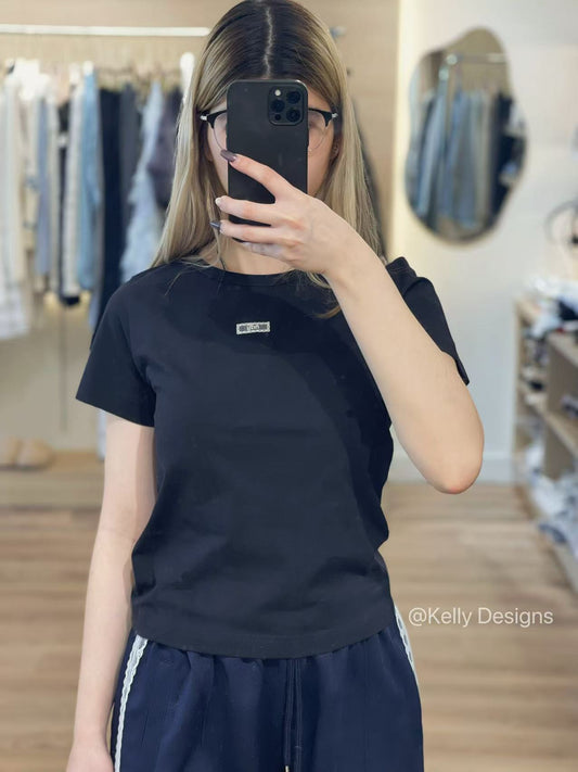 Korean Collection Nerdy Lace Tshirt Black (Instock)