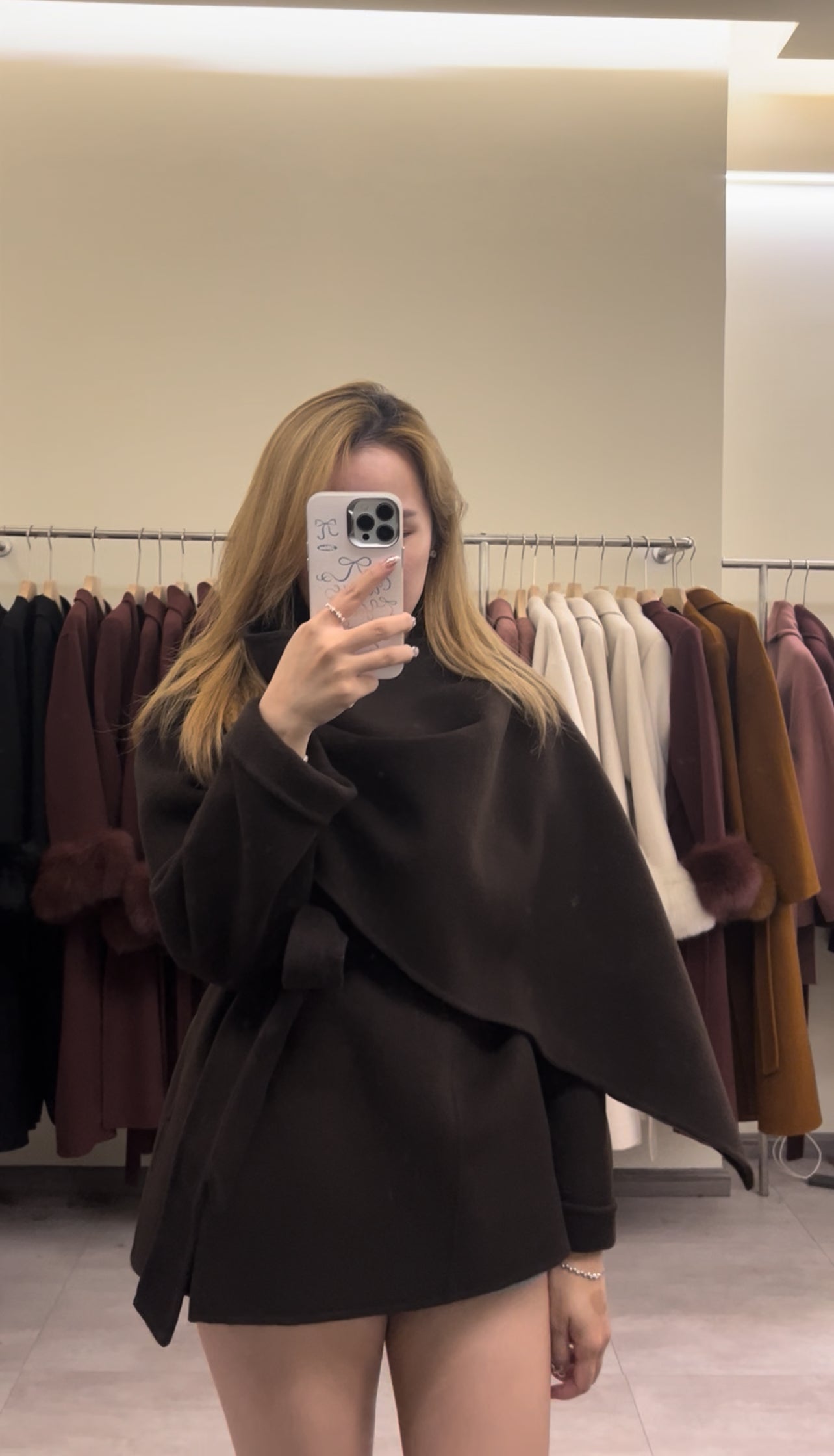 Kelly Designs Wool Brown Scarf Coat (Instock)