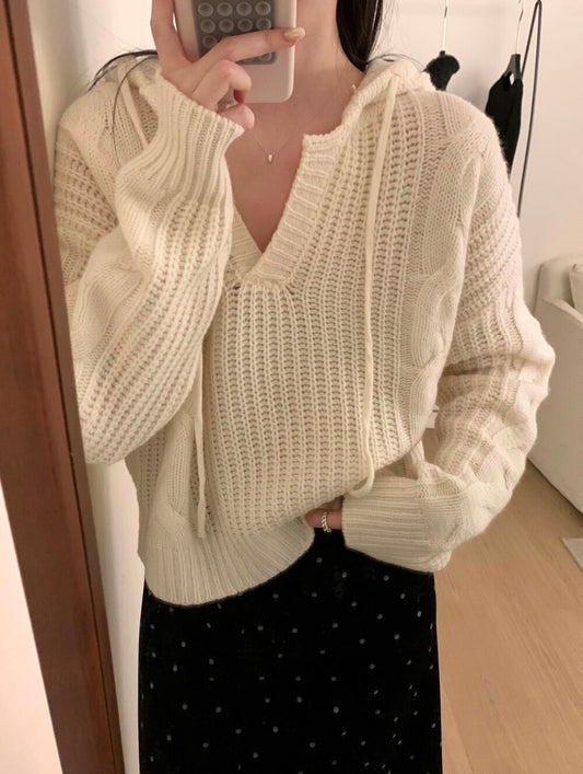 Kelly Designs Cable Knit Hooded Wool Sweater – Casual Workwear Essential (Instock)