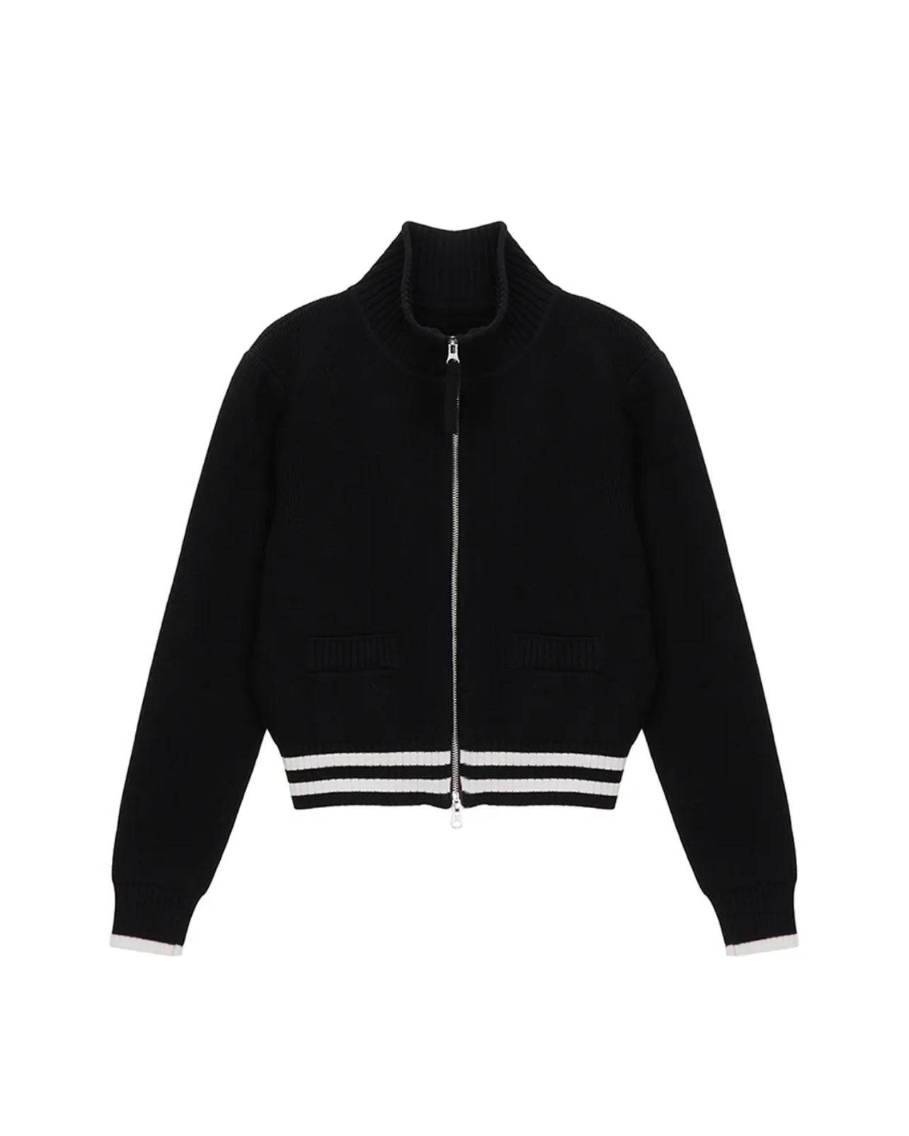 Matin Kim zip LOGO KNIT CARDIGAN IN Black (Instock)
