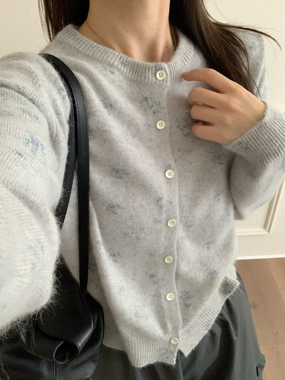 Kelly Designs 2 Colors Raccoon Wool Floral Print Knit Cardigan (Instock)