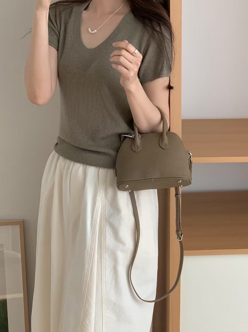 Korean APM Collection Leather Etoupe Bag (Preorder)