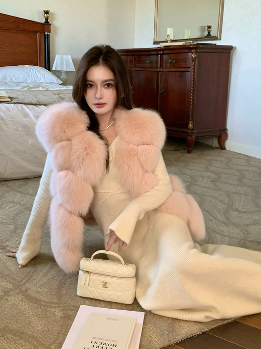 Kelly Designs Fox Fur Vest Pink Jacket (Instock)