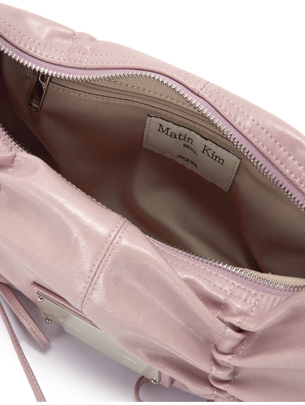 Matin Kim Half Shirring Ribbon Round Bag In Pink (Preorder)